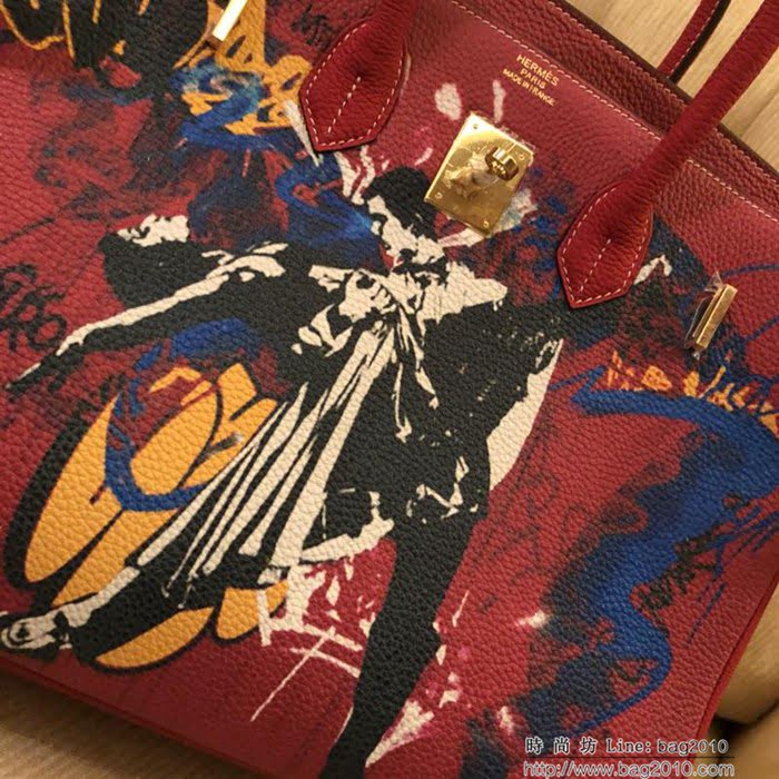 HERMES愛馬仕 Birkin鉑金包 頂級蕾絲拼接皮 Togo彩繪 完美手工 時尚手提包  Ama1041